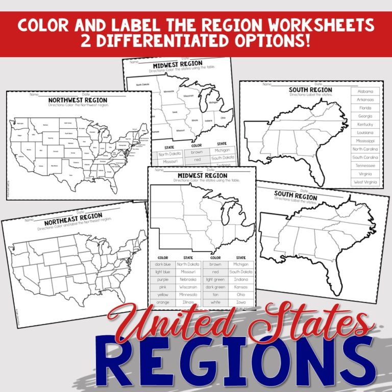 United States Regions Worksheet Printables Calm Wave