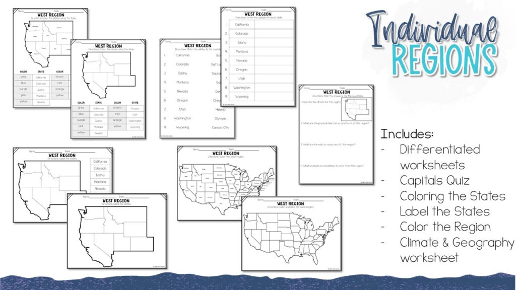 United States Regions Worksheet Printables Calm Wave