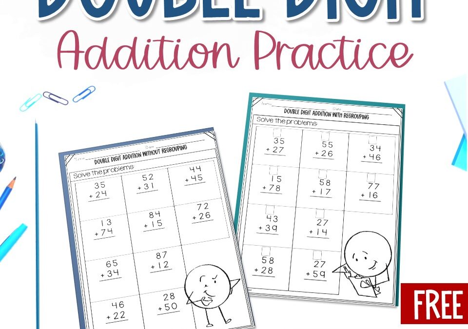 Free Double Digit Addition without Regrouping Printable Worksheet