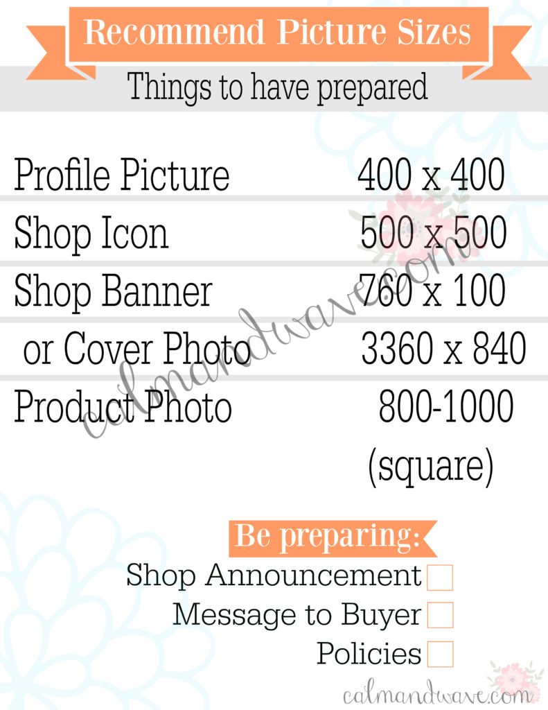 Setting up an Etsy shop profile shop icon shop banner cover photo best size for etsy picture