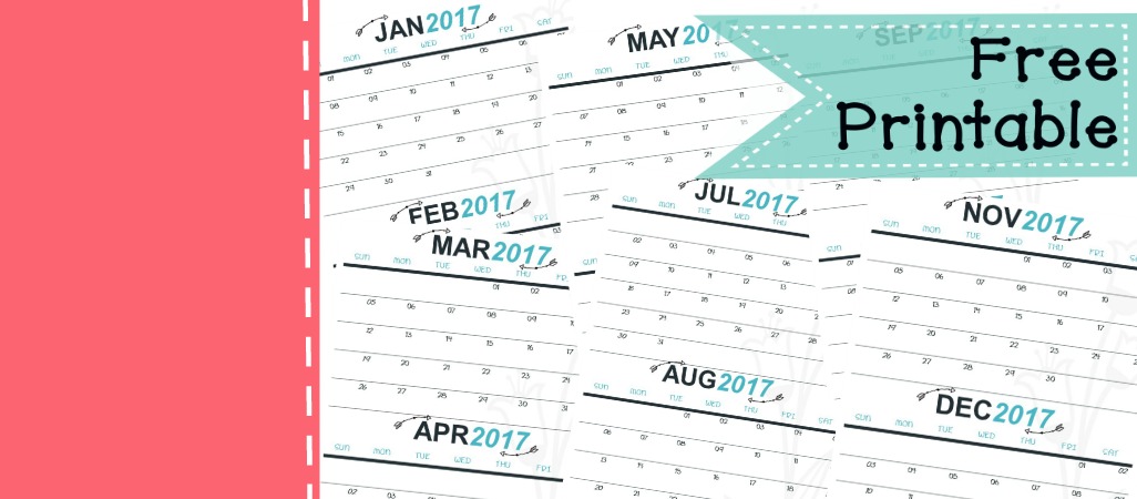 2017 Free Printable Monthly Calendar | 2 months per page | New Year’s Resolution | Weight Tracker