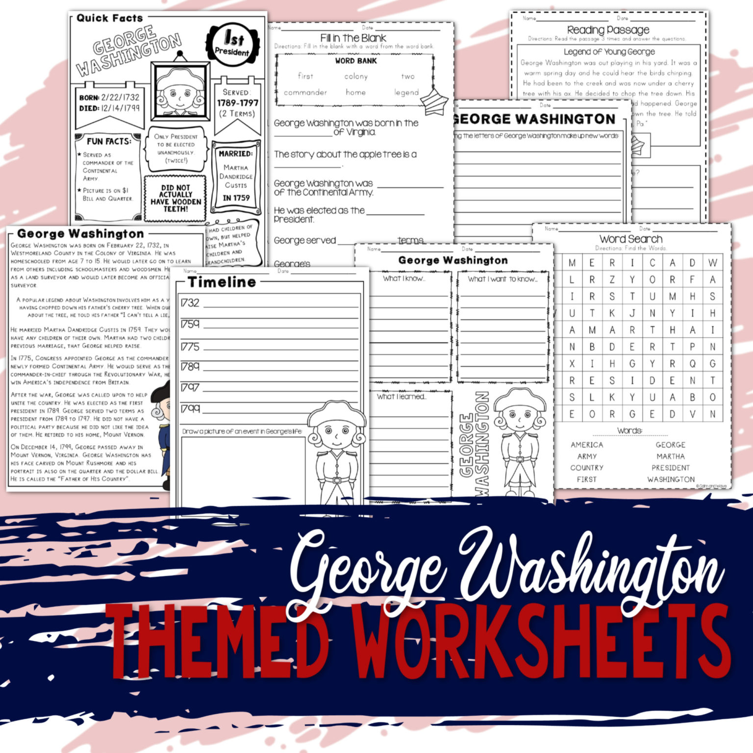 George Washington | Homeschool Unit Study American Presidents | Social ...