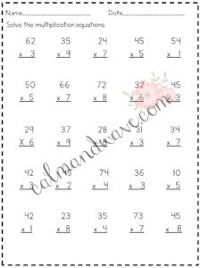 multiplication two digit with carrying calmandwave free printable pages 1
