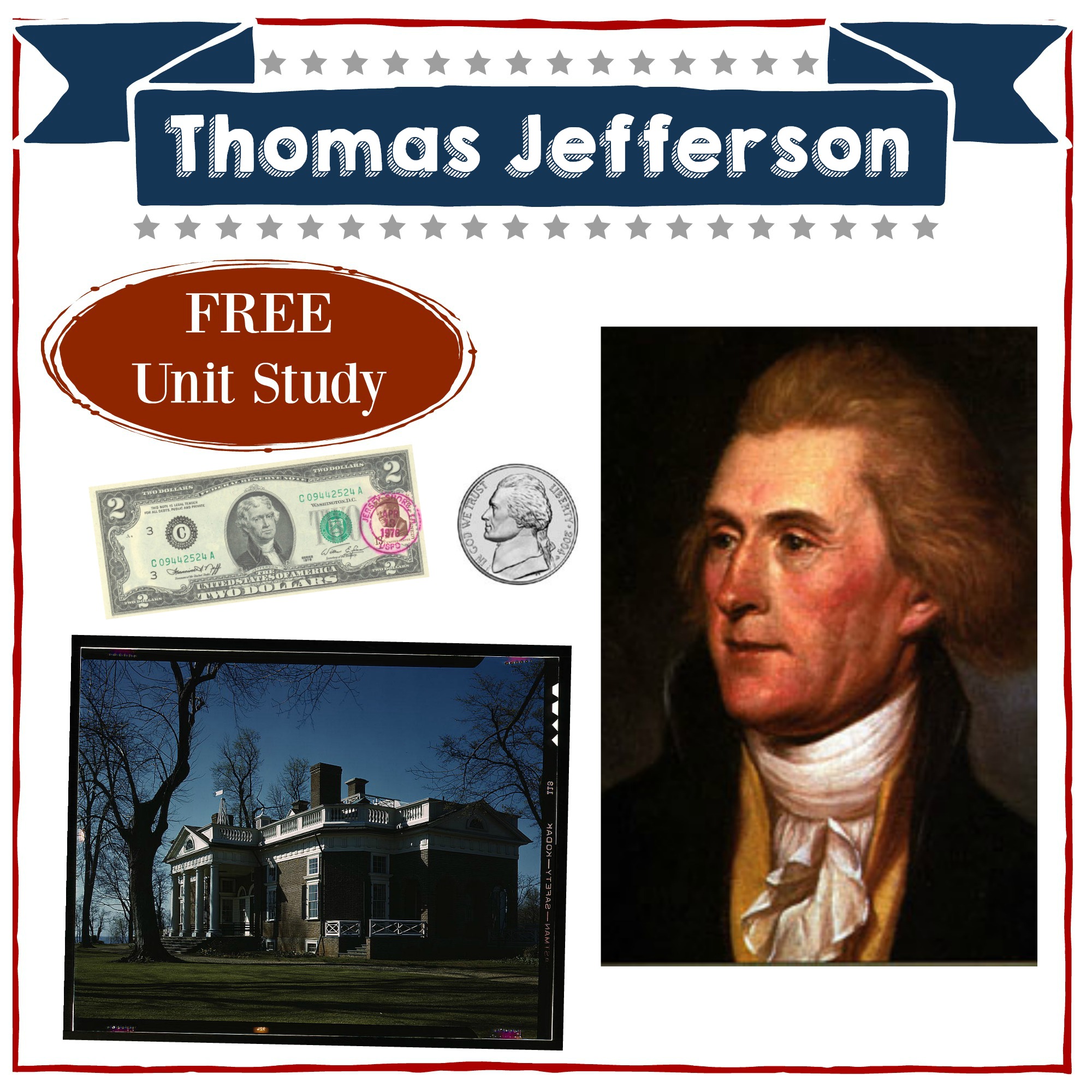 Thomas Jefferson | Homeschool Unit Study American Presidents | Social Studies | History | Free Printable