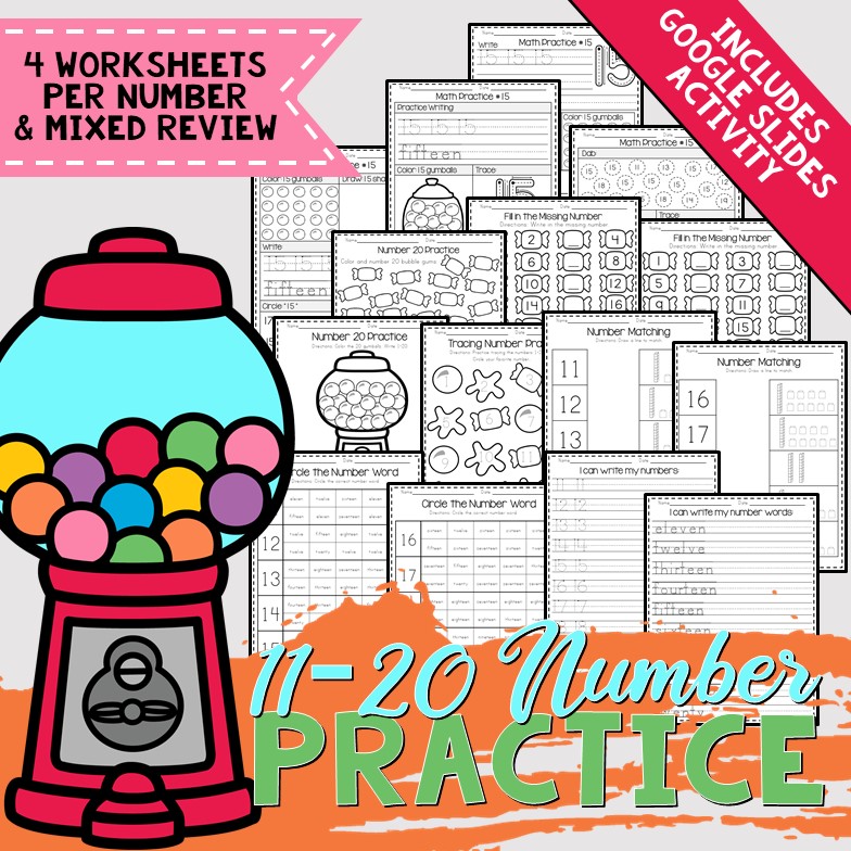 11 – 20 Number Practice Worksheets | Homeschool | Printables | Digital | Preschool | Kindergarten