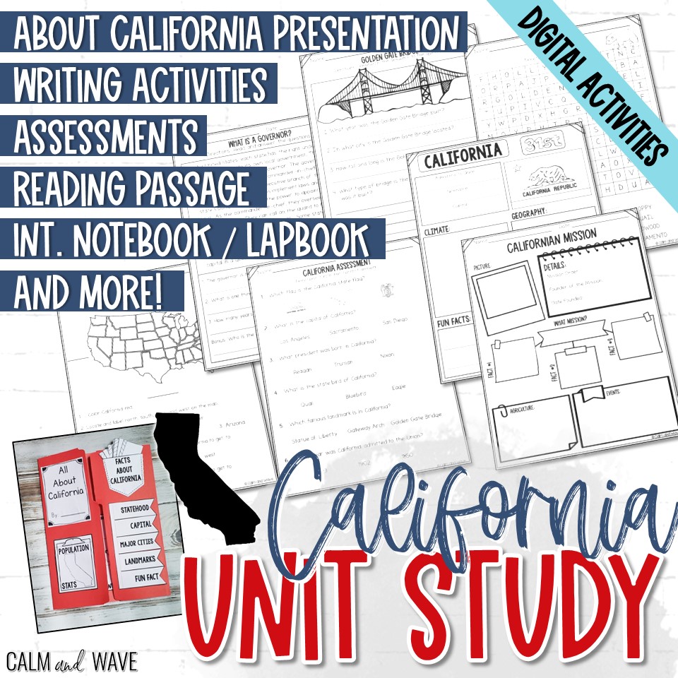California Unit Study with Interactive Notebook with Digital and Presentation