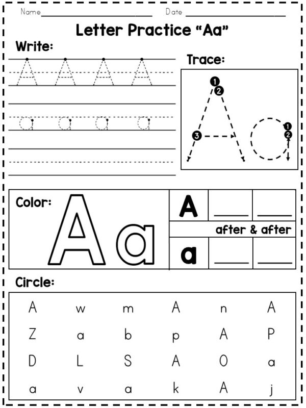 Free Letter A Practice Worksheet Printables - Calm & Wave