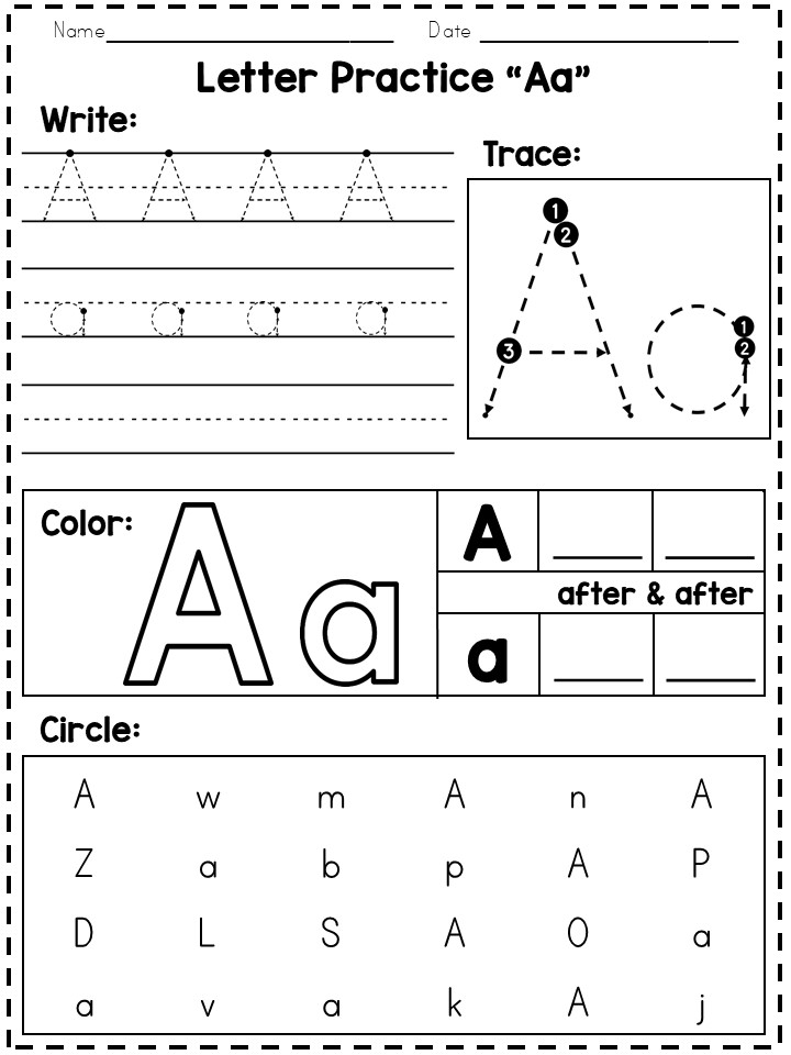 Free Letter A Practice Worksheet Printables - Calm & Wave