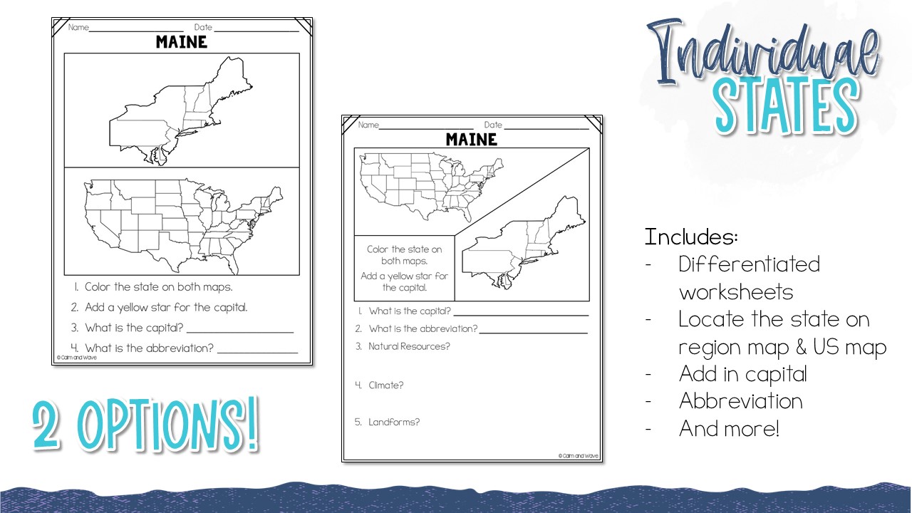 United States Regions Worksheet Printables Calm & Wave