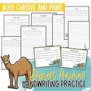 Desert Animal Handwriting Practice Freebie