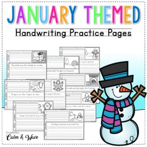Free January Themed Handwriting Practice Worksheets