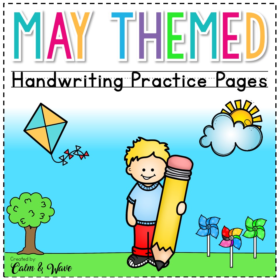 May Themed Handwriting Practice Worksheets