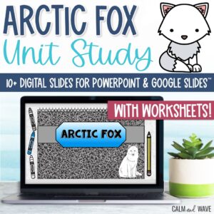 Free Elementary Arctic Fox Digital Interactive Notebook with Worksheets