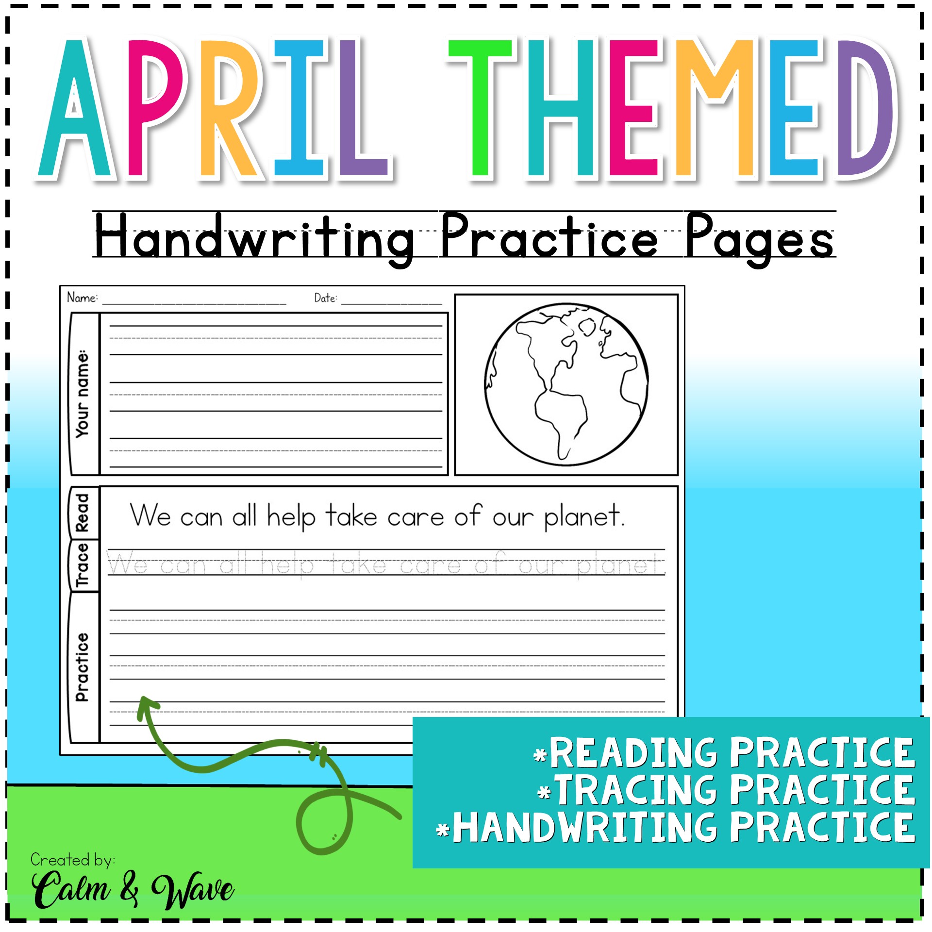 April handwriting sheets in manuscript