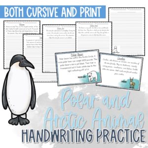 Polar and Arctic Animal Handwriting Practice Worksheet