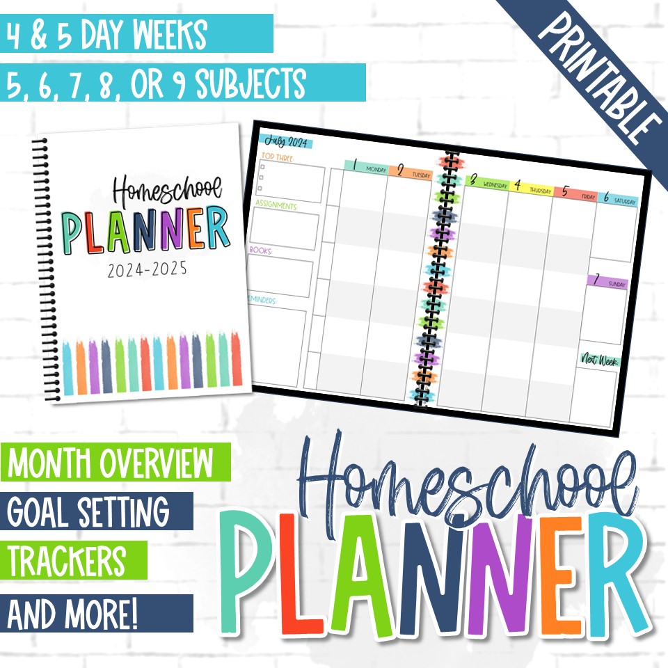 Printable Homeschool Planner — Bright Version