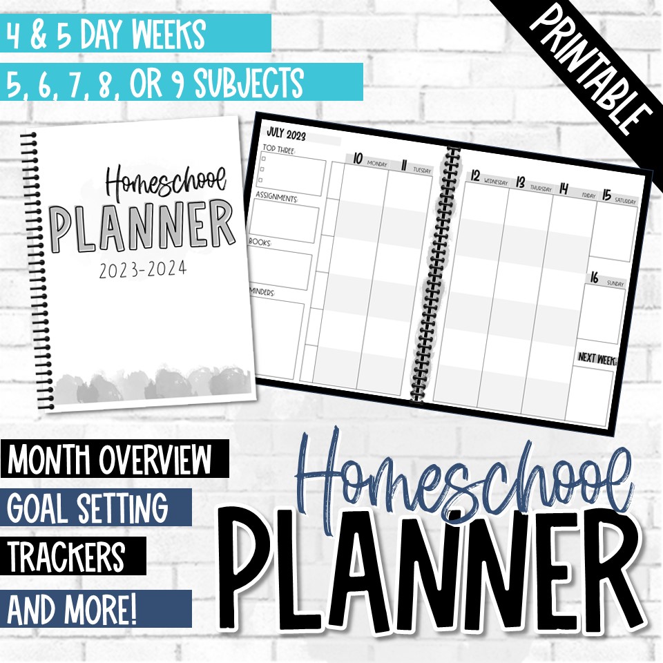 Homework Planner 2023-2024: Daily Homework Planner For Students, Homeschool Planner 2023-2024