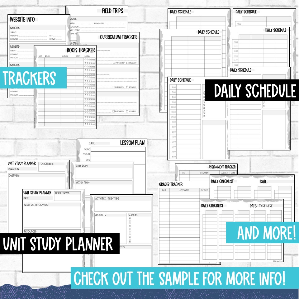 Printable Homeschool Planner - Watercolor Version - Calm & Wave