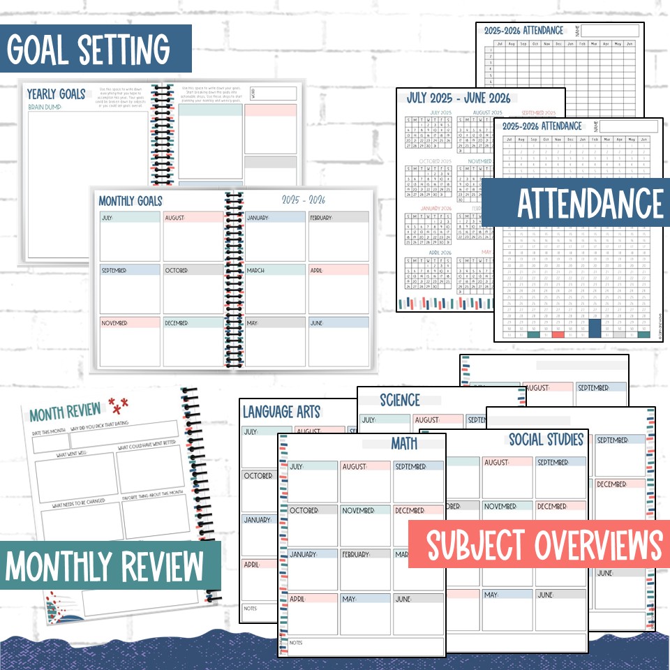 Printable Homeschool Planner Modern Version Calm Wave Printable Homeschool Planner Modern Version Calm Wave