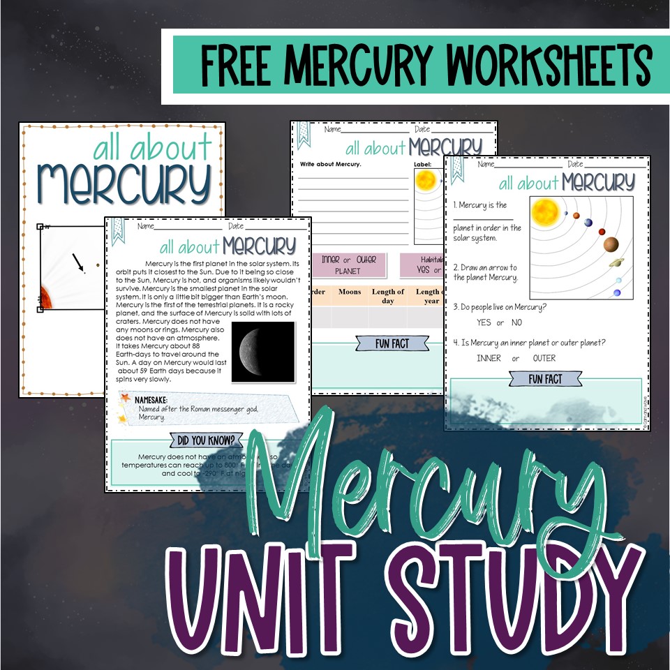Free Planet Mercury Space Worksheets