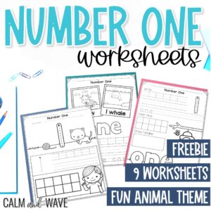 Free Number One Practice Worksheets with Tracing, Counting, Number Word, & More